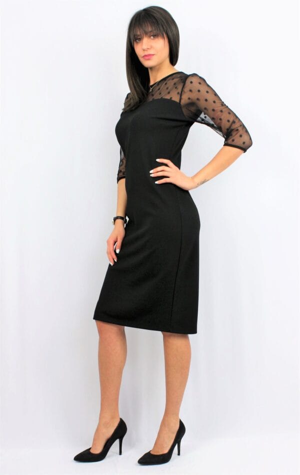 Права рокля с тюл точки черна - Image 8