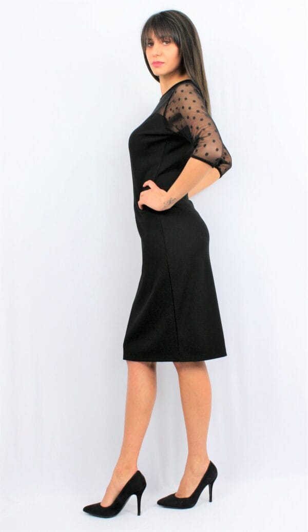 Права рокля с тюл точки черна - Image 4