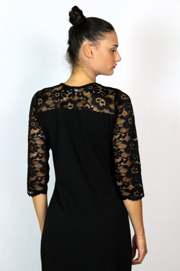 Рокля комбинирана с дантела черна - Image 3