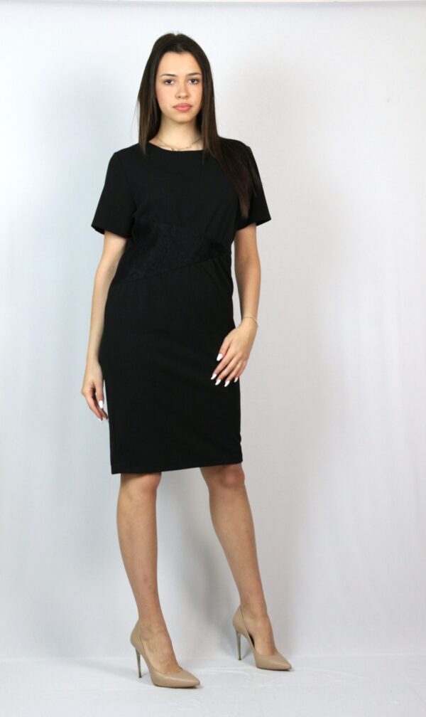 Рокля с дантелен триъгълник черна - Image 4