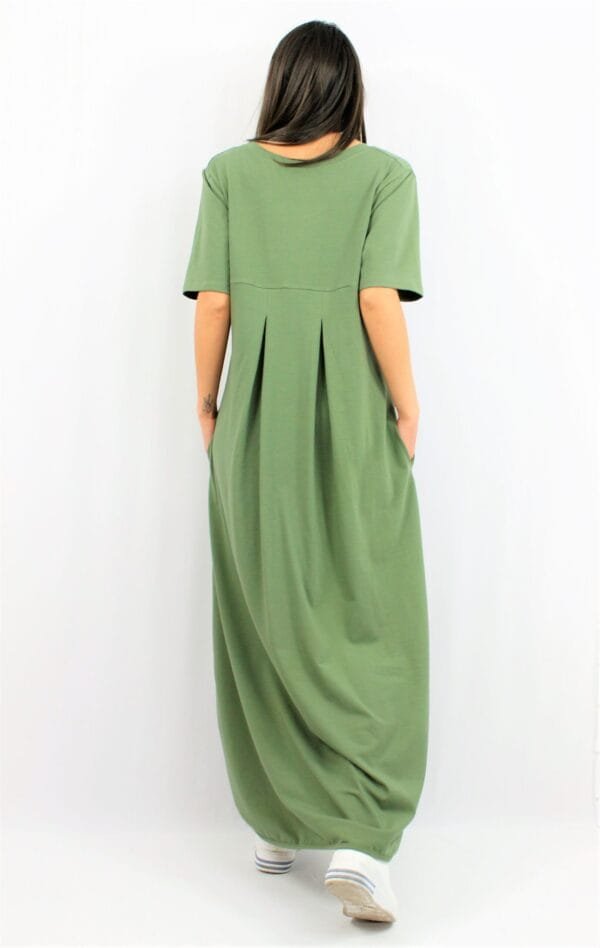 Дълга памучна рокля каки - Image 3