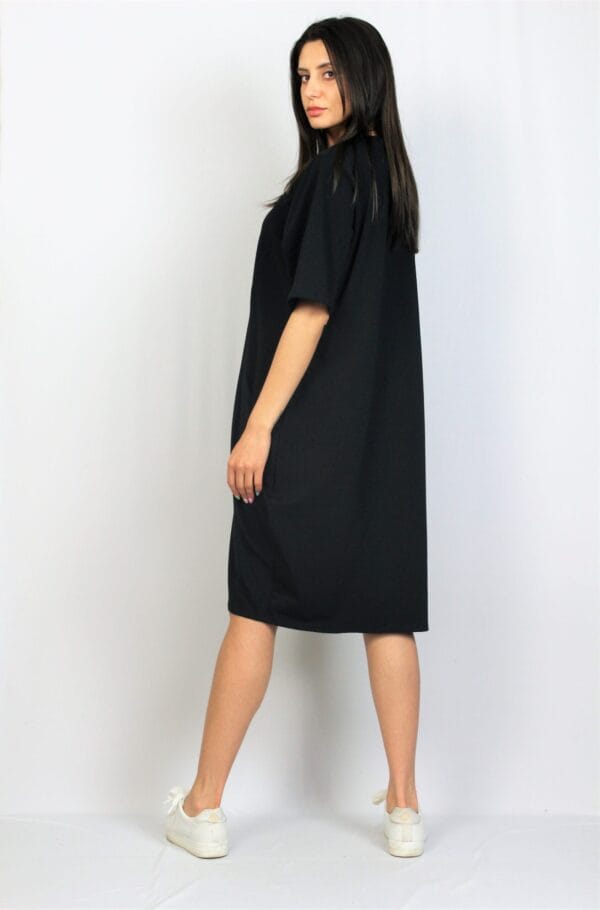 Рокля памук с чупки черна - Image 8