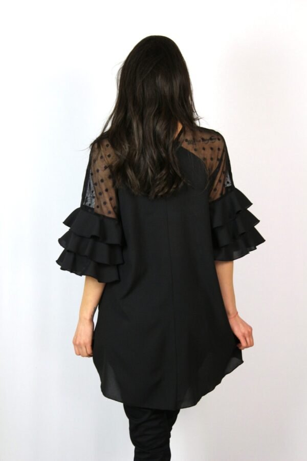 Туника с къдри на ръкавите черна 2 - Image 6