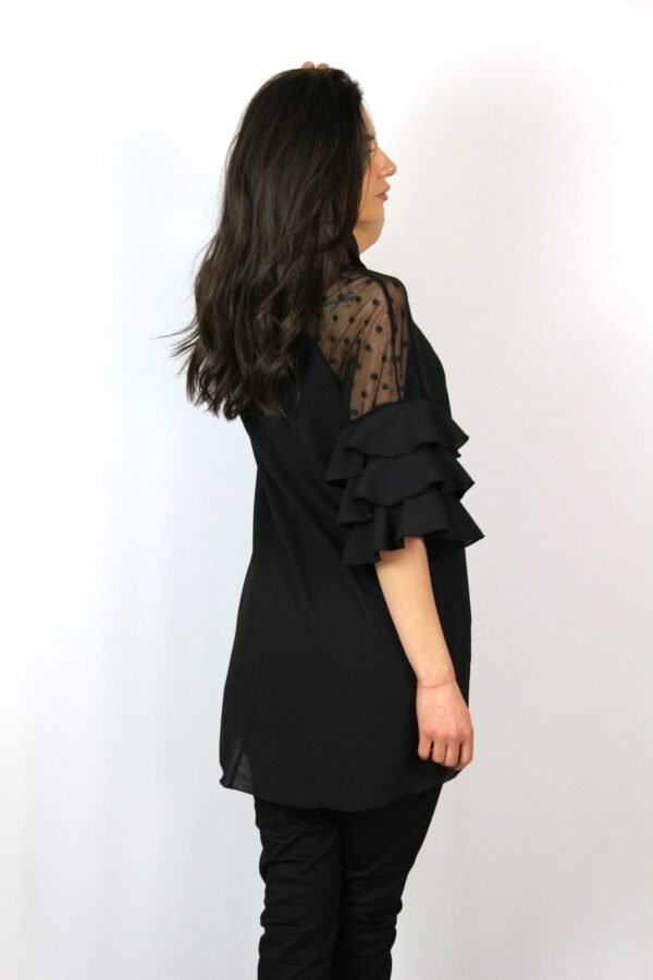 Туника с къдри на ръкавите черна 2 - Image 7