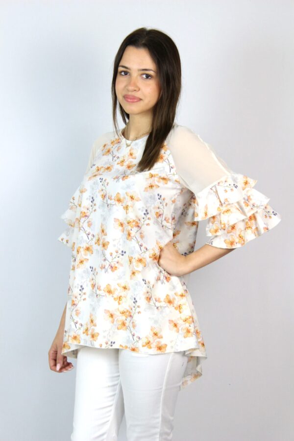 Туника с къдри на ръкавите цветя - Image 4