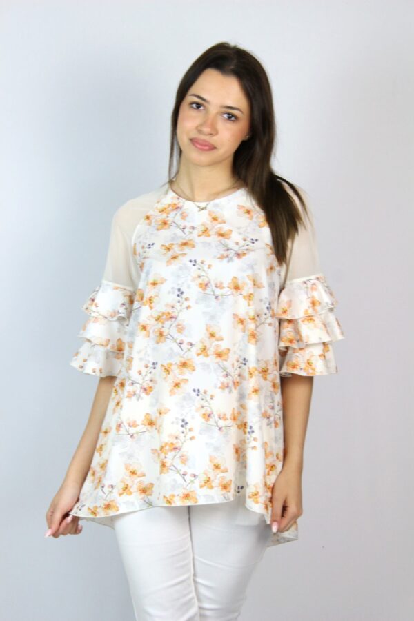 Туника с къдри на ръкавите цветя - Image 9