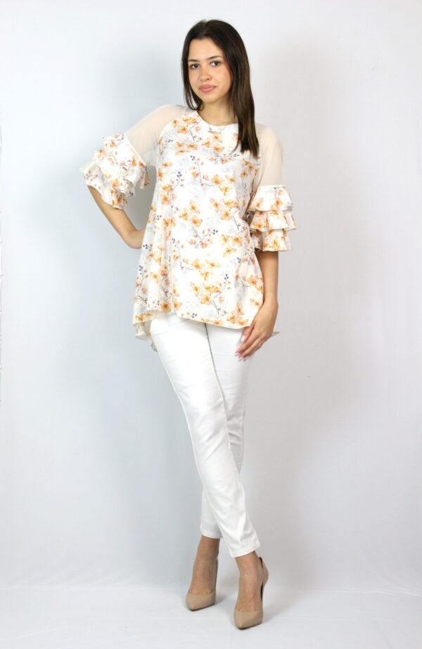 Туника с къдри на ръкавите цветя - Image 10