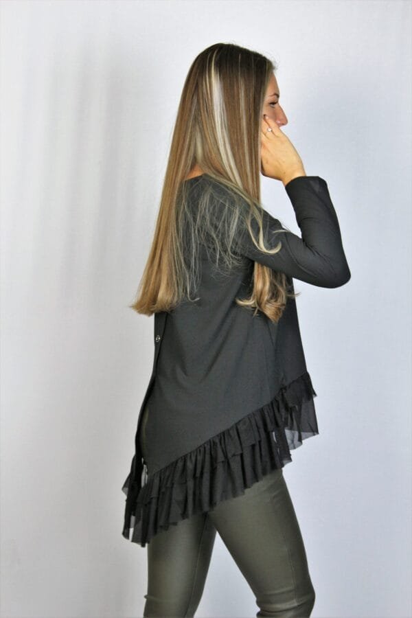 Туника с къдри от тюл черна - Image 7