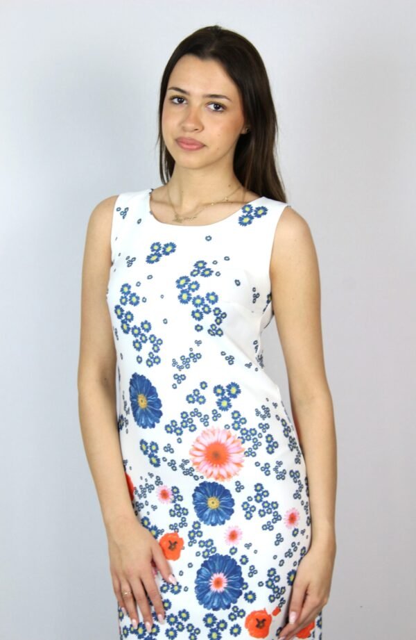 Рокля спринг с бордюр бяла - Image 3