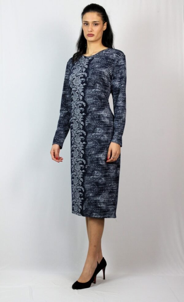 Права рокля с бордюр тъмносиня - Image 5