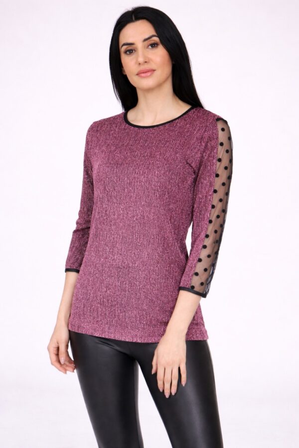 Блуза с кант от тюл розова