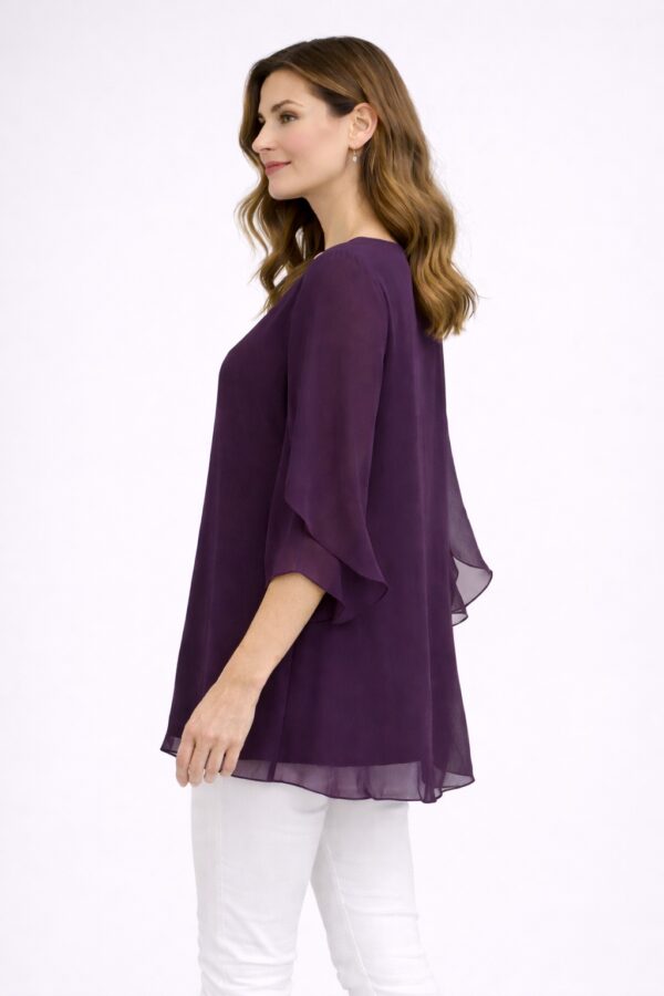 Туника шифон с асиметричен ръкав патладжан - Image 2